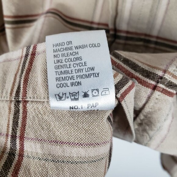 Woolrich Button Up Shirt British Tan Plaid Long Sleeve 3067 Mens Size Medium - Picture 6 of 7